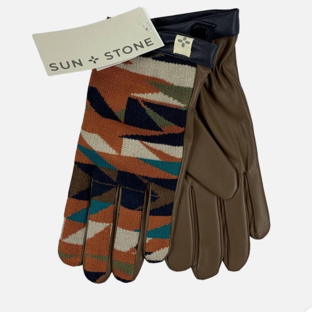 NEW! Men’s Sun + Stone Tan Aztec Print Gloves Size Medium